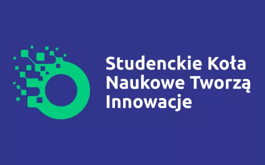 Grafika na niebieskim tle z napisem o przedsięwzięciu dla Kół Naukowych ogłoszonym przez Ministerstwo