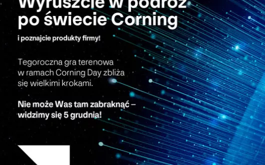 Plakat firmy Corning zapraszający na wydarzenie Corning Day 2024