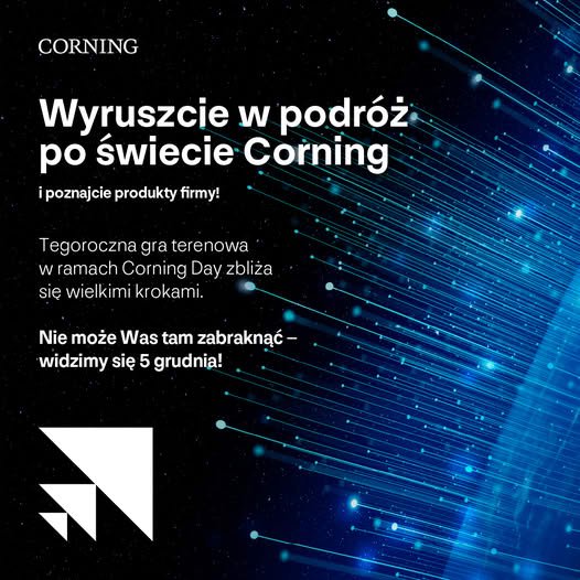 Plakat firmy Corning zapraszający na wydarzenie Corning Day 2024