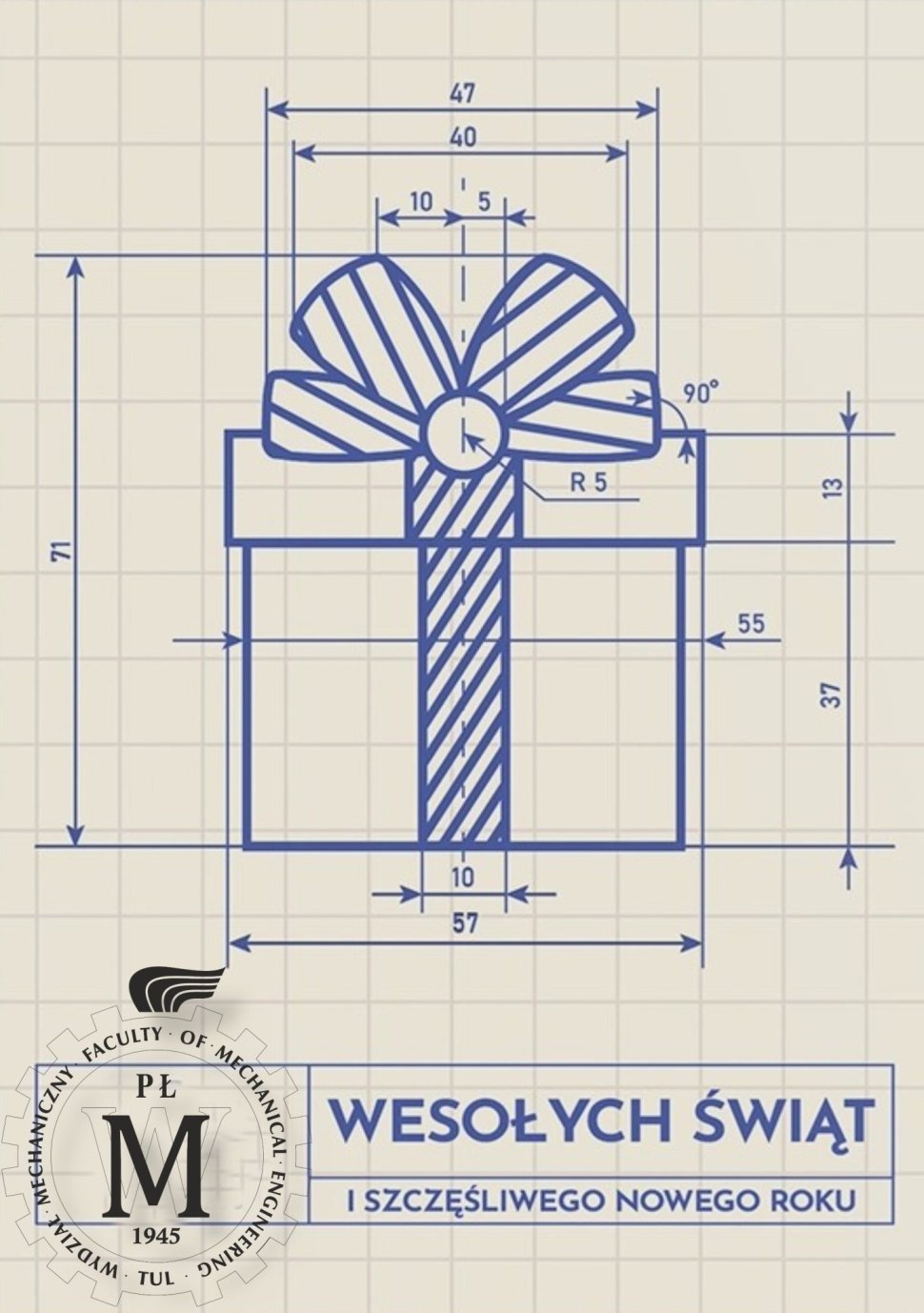 Kartka świąteczna prezent z logo Wydziału