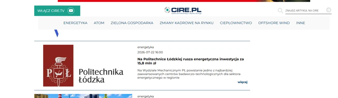 Zrzut ekranu o projekcie umieszczony na stronie Cire.pl